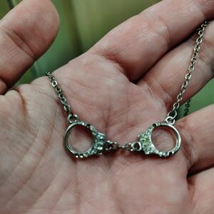 Silver Tone Handcuff Necklace